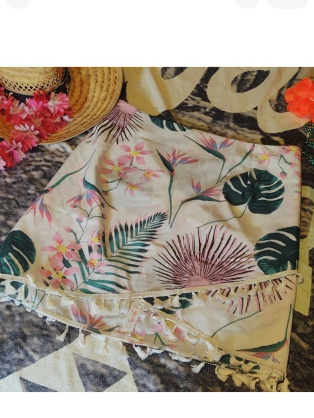 Tropical Print Faux Wrap Mini Skirt 3XL